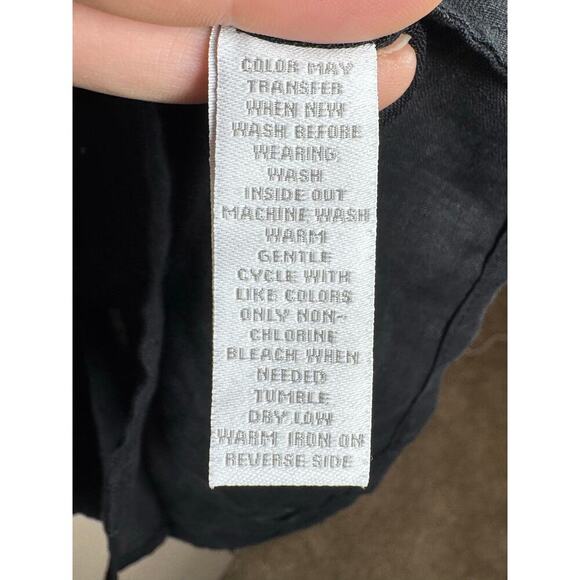 Charter Club Womens plus size 100% linen Button Down Black Embroidered Size 16 - Picture 4 of 7